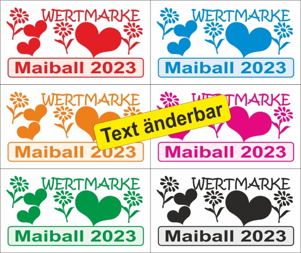 1000 Wertmarken "Mai-Herz-Maiball farbig"